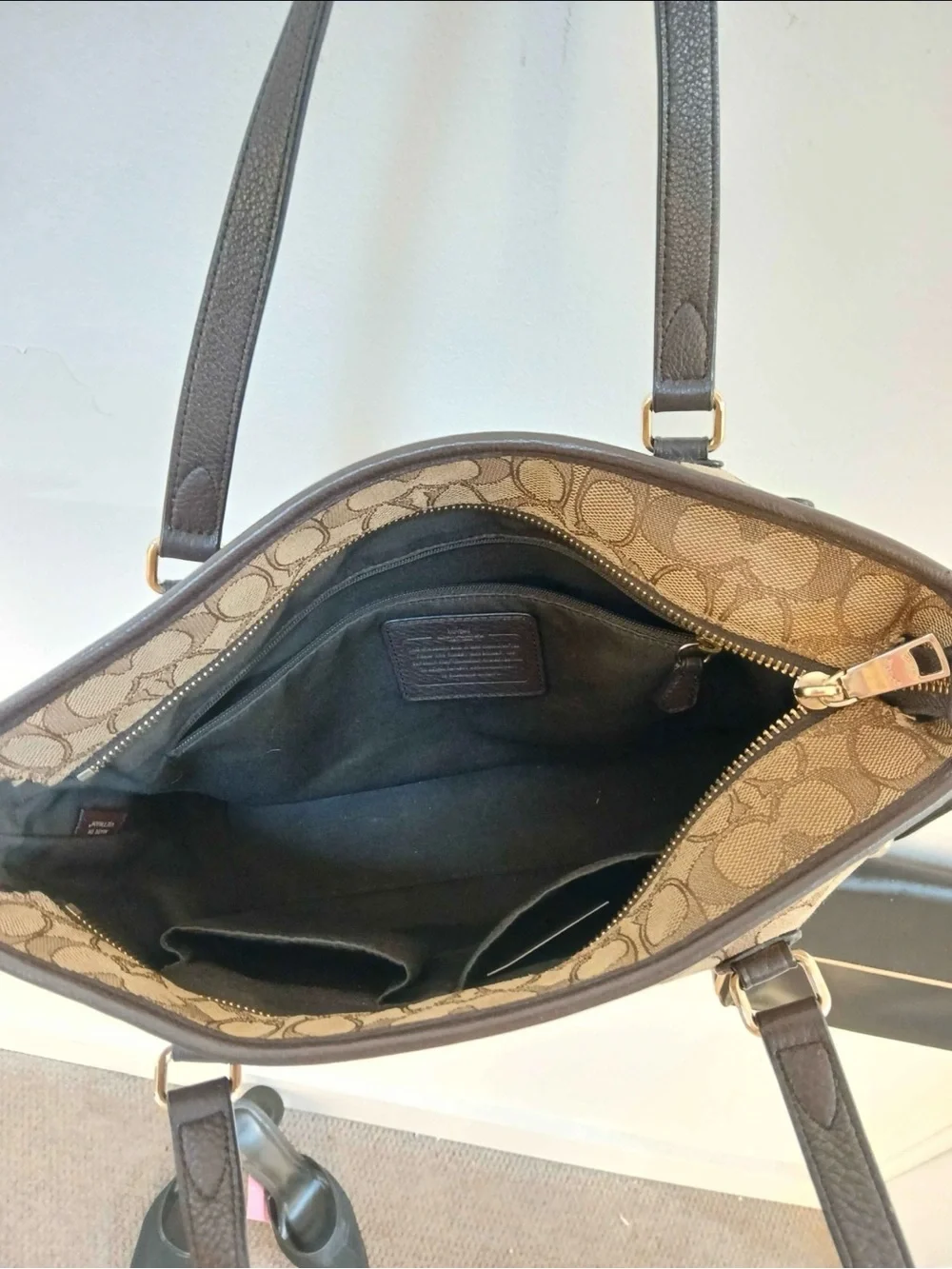 Coach Signature Canvas Tote in Brown and Dark Brown